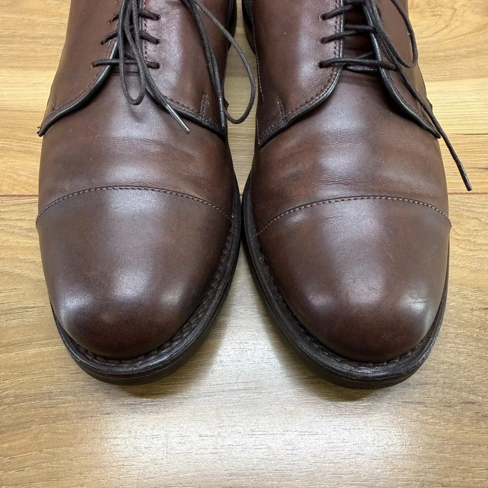 Allen Edmonds Bergland Oxford Mens 10.5 B Brown Leather Cap Toe Rubber Sole 6551
